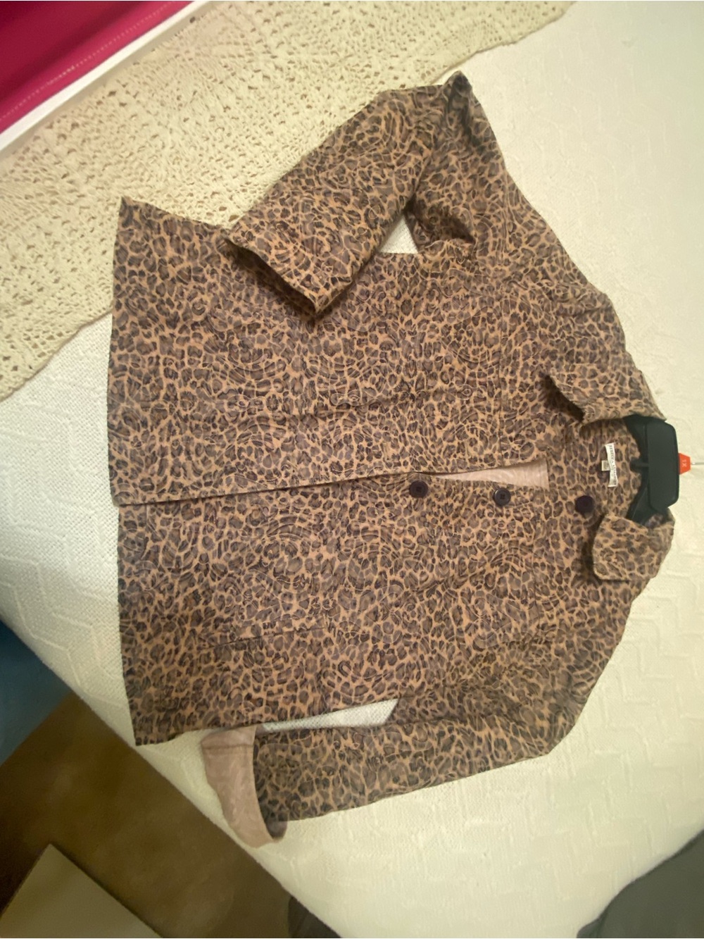 Leopard Print Button-Front  Jacket - Picture 2 of 6